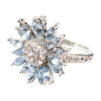 Wmkox8yii ženski modni svijetlo plavi suncokret dijamantni prsten modni kreativni nakit