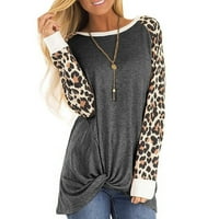 Ženska modna labava dugi rukav O-izrez Ležerni Leopard Ispis majica Bluza The dressy casual jesen Najveća