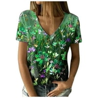 Joau ženski ljetni kratki rukav Tors V izrez šareni cvjetni tinejski majica Casual Comfy bluze vrhovi