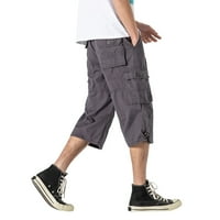 Muški veliki i visoki teretni šorc pamučni casual labavi fit ispod koljena kaprij teretni hlače natraže