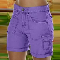 Hanas hlače modne ženske sportske hlače sa džepom čvrste posteljine hlače casual hlače ljubičaste m