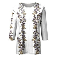 Ljetne ženske košulje ženske nove modne print rukave cvjetna tiskana majica Slim top casual vrhovi ljubičasti