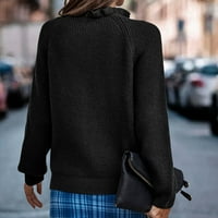 Vremenski džemperi za žene dugih rukava s dugim rukavima valoviti kaput od pletenja, crne boje, crna,