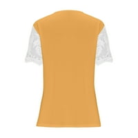 Ljetne bluze za žene modne čvrste boje čipke čipke patchwork kratkih rukava sa kratkim rukavima na vrat