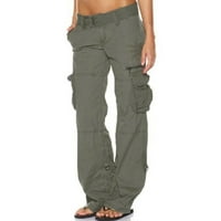 Teretne pantalone za žene s malim strukom ravne široke noge putničke taktičke ulične odjeće casual baggy