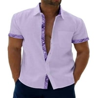 Woobling muške ljetne košulje rever vrat Tors Regular Fit T Majica Men Ležerne prilike za odmor Purple