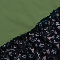 Lagani pulover za žene pamučni gornji gornji gornji gornji gornji močvari s više boja na vrhu sunčanog uzorka vrhova okruglog vrata šifon lutka rukav leopard patchwork ispis bluza