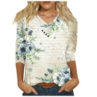 Bluzovi Feternalwomena modni ležerni rukav tiskali nalepljeni V-izrez gornji ljetni vrhovi za žene trendi