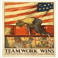 Timski rad osvojio Sjedinjene Države Vintage ad poster Patriotske kolektore 20x30