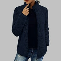 Zimski kaputi za žene Sawvnm Woman modni dugi rukavi Udobne labave vrhove džep dugi kaput bluza Veliki