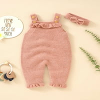 Bagilaanoe Toddler Baby Girl Knit Zkupne rukavice Numper Nosper Commens + Trake za glavu 3T Duge hlače