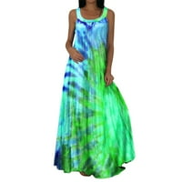ManXivoo Ljetna haljina Žene Ljeto bez rukava Okrugli izrez Long Maxi Labava haljina Boho Beach Sunderss