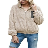 Ženska fleece kardigan dugi rukav casual jakna puna zip up dukserirt tople reverjske majice za zimu