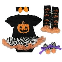 Postavite novorođene dječje djevojke Halloween Romper Tutu haljina + trake za glavu + cipele + nogu