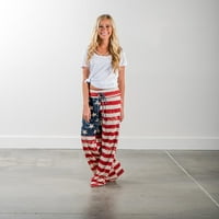 Labakihah pantalone za žene Ženska američka zastava za navlake široke noge hlače na milosmu