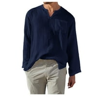 Modne marke Muške majice Ležerne prilike s dugim rukavima Novi dolasci Henley opušteni fit pulover Poklon
