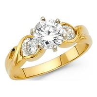 Jewels 14k žuti zlatni okrugli kubični cirkonijski CZ zaručničke prstene veličine 9