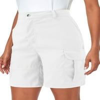 Ljetne casual pantalone za žene ravno noge kratke hlače Dužina koljena Bermuda šorc sa džepom bijeli