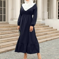 Ženske ljetne haljine za žene muslimanske patentne patentne patentne pauze, dugih rukava haljine za