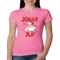 Divlji Bobby, Santa Jolly AF Božićni ženski vitak FIT MUNIOR TEE, Vruća ružičasta, X-velika