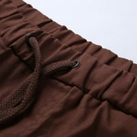 Wendunide muške hlače Muške čvrste boje alata s više džepa casual pantalone pantalone smeđe xxl