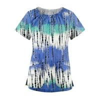 Košulje za žene Ženska ljetna čipka ovratnika kratki rukav gradijentni vrhovi brzo suho radne odjeće s džepovima Royal Blue XXL