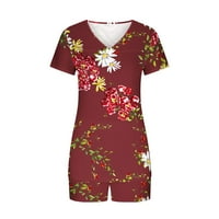 Ženske pidžame setovi mekani udobni salon s kratkim rukavima PJ postavljene kratke hlače cvjetno ispis