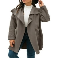 Qinavy ženska flotovna revel solidna bočna džepa srednja dužina minimalistički kaput