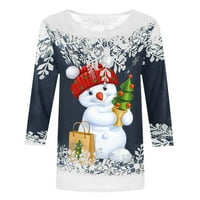 PBNBP Christams Majice za žene Trendy Snowman Print Xmas Slatka novost Funny Majica Casual Crewneck