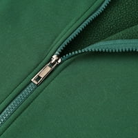 Scyoekwg plus veličina ženske dukseve pune boje kaputi u trendy patentnim zatvaračem dvostruki džepni dukseri kaput labav ugodno casual gasetinu s dugim rukavima Green M