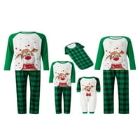 Porodično podudaranje božićne pidžame set dugih rukava Elk print vrhovi pletene hlače Xmas Sleep odjeća