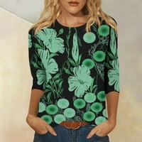 APEPAL ženska cvjetna bluza s prsnim rukama vrhom dame casual uredske radne posade izrez majica zelene