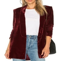 Ženski casual dugih rukava baršun blezer jakna plus veličina Solid Boja Radni blazer
