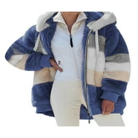 Herdignity Ženski termalni kaput raznobojni patentni zatvarač otvoren prednji kaput