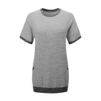 Ženski bluze Ženska modna proljetna Ljetna džepa majica sa valjanim rubom s kratkim rukavima s kratkim