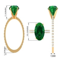 Laboratorij okruglog oblika uzgojen smaragdni prsten sa dijamantima, 14k bijelo zlato, SAD 9,00
