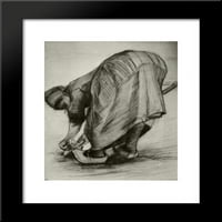 Seljačka žena, sagnuta sa lopatom, eventualno kopajući mrkvu uokvirene umjetničke otiske vincenta van