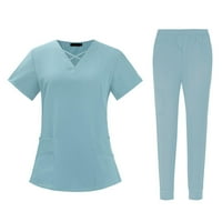 Spirp set SPA piling elastični struk Modne hlače Prozračne meke radne uniforme radne odjeće za joga jogger medicinske sestre svijetlo plava boja m