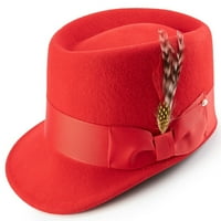Montique muške crvene boje okrugle krune oblika vune osjećati šešir H-59