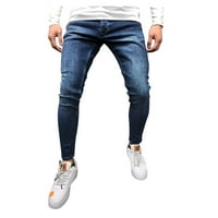Dezsed Jeans Hlače za muške ležerne fitness olovke Elastične dukseve Men Fit Solid Ripped traper hlače