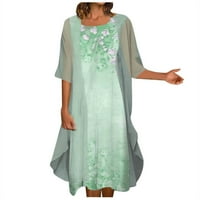 Haljina Ženska Ležerna moda Print Okrugli izrez srednje dugačak duljina dva set haljina zelena L 97% poliester, 3% spandex