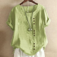 Wendunid majice za žene dame modne žene vintage o-vrat cvjetni majica s kratkim rukavima vrhunska bluza zelena m