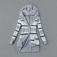 HGW Cardigan za žene zimski tisak kardigan modni kašmirani pleteni kaput s kapuljačom s kapuljačom dugih