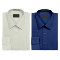 Muški Berlioni Dugim rukavima Gumb Up Regular Fit Classic Haljina Majica Royal Blue - Off White 2pack