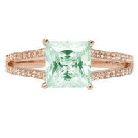 2.43CT Princess rez zeleni simulirani dijamant 14k ružičasta ruža zlato ugraviranje Izjava bridalne godišnjice Angažovanje vjenčanog prstena veličine 8.25