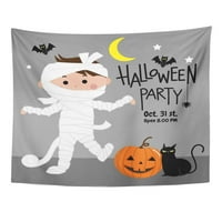 Zavoj Halloween Party Bat Black Cat Cartoon Proslava Zidna umjetnost Viseća tapiserija Kućni dekor za