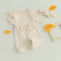 Newborn Baby Girl Hlače set ruffle dugih rukava za rublike + pantalone + pantalona za glavu za dojenčad