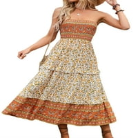 Ženska haljina od cijevi, bez karata bez letnjeg cvijeta patchwork ljetna duga haljina za zabavu
