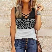 Košulje za žene Grafičke tee nove V izrez Leopard Ispiši patchwork Top Top dugih rukava