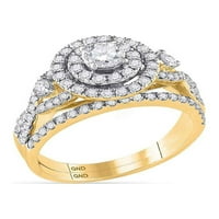 Dijamantna princeza 14kt žuti zlatni okrugli dijamant Halo Bridal Wedding prsten set 1- cttw